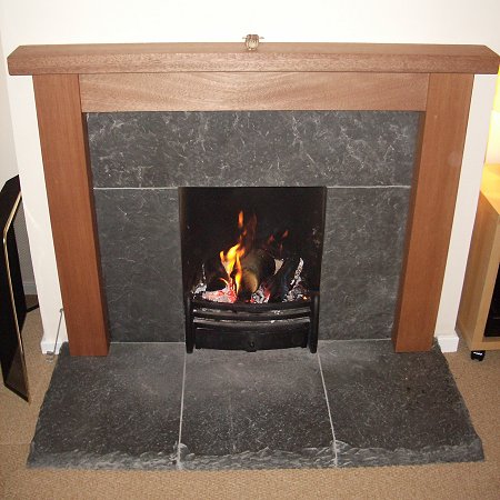 Fireplace in Caithness Slate and Meranti hardwood